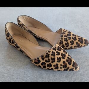 J.crew leopard calf hair pointed flats, size 9.5